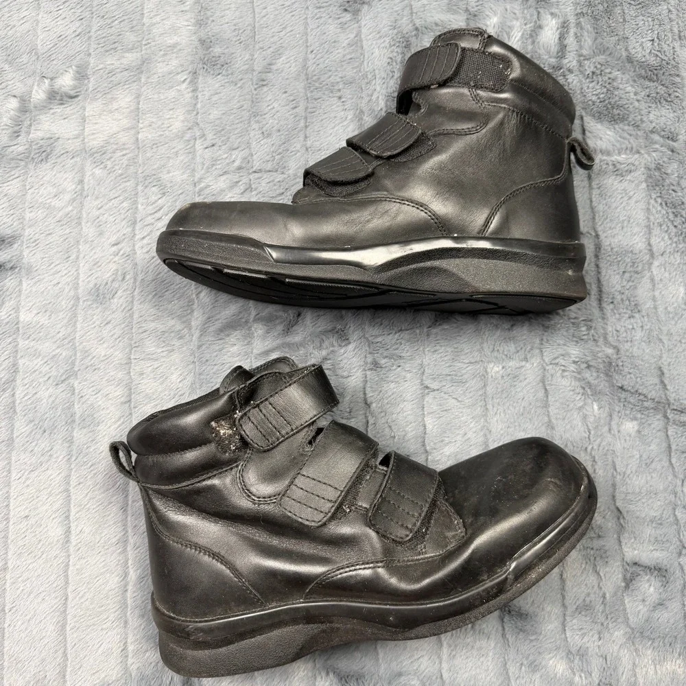 Apex B4200M Mens Black Leather Triple Strap High Top Walking Shoes 11.5 X-Wide